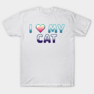 I Heart My Cat Classic Video Game Graphic Blue Gradient T-Shirt